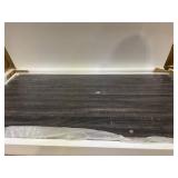 HOMCOM Mid-century Modern Coffee Table with Storage Drawer, Metal Sled Designed Legs and Wood Grain Surface for Living Room, Dark Grey