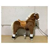 Qaba Kids Ride-on Walking Horse with Easy Rolling Wheels, Soft Huggable Body, & a Large Size for Kids 5-16 Years