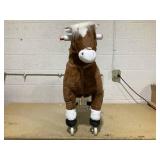 Qaba Kids Ride-on Walking Horse with Easy Rolling Wheels, Soft Huggable Body, & a Large Size for Kids 5-16 Years