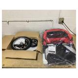 PawHut Easy Fold Dog Stroller with Storage Bags, Washable Cushion, Safety Leash for Medium and Large-Sized Pets, Red