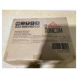 HOMCOM Ottoman Foot Rest, Small Foot Stool with Linen Fabric Upholstery and Plastic Legs, Cube Ottoman for Living Room, Charcoal Gray