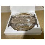 HOMCOM Coffee Table for Living Room, 24" Round Center Table with Hammered Tray Top and Metal Frame for Bedroom, Gold