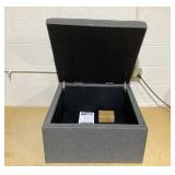 HOMCOM Round Storage Ottoman Bench, Button Tufted Ottoman with Flip Top for Living Room, Entryway and Bedroom, Gray