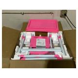 Qaba Kids Desk and Chair Set with USB Light, Storage Drawer, Pink