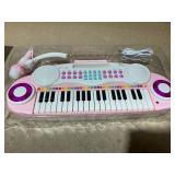 Costzon 37 Keys Electronic Keyboard Piano for Kids, Portable Musical Keyboard with Rhythm Light, Microphone, Recording, Music Stand, 8 Tone Keys, 4 Percussion Instruments (Pink)