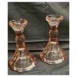 Lot of (2) VIRGINIA Pressed Glass Single Candlesticks by Fortoria