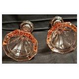 Lot of (2) VIRGINIA Pressed Glass Single Candlesticks by Fortoria