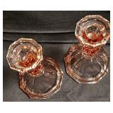 Lot of (2) VIRGINIA Pressed Glass Single Candlesticks by Fortoria