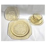 Federal Glass Company Depression Glassware Four Place Luncheon Set from the Madrid pattern