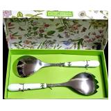 SERVING SETS (a) Leaves by Rosanna Set of 4 appetizer dishes, (b) Portmeiron Botanic Garden Salad Servers