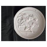 Vintage Frankoma Pottery 1966 -1969 4 plate set - Joy to the World, Gifts for the Christ Child, Flight to Egypt, Laid in a manger