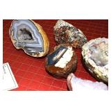 ROCK COLLECTION - Geodge w crystals on Quartz surrounded by banded Blue Chalcedony Agate from the Riv On Sol Brazil, Granite piece with a very prominent & amazing Corundum formation, (aka. Ruby) from 