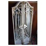 DISTRESSED WROUGHT IRON GATED MIRROR