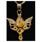 Trinket Box & Jewelery Heart-shaped porcelain box (painted and signed by artist M. Fase, 1980) with a .925 silver chain and pendant