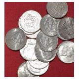 Fifteen (15) 90% KENNEDY HALF DOLLARS