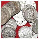 Twenty (20) 90%  FRANKLIN Half Dollars