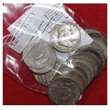 Twenty (20) 90%  FRANKLIN Half Dollars