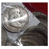 Twenty (20) 90%  FRANKLIN Half Dollars