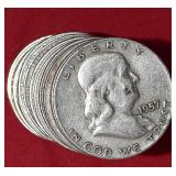 Twenty (20) 90%  FRANKLIN Half Dollars