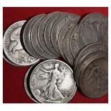 Twenty (20) 90% Liberty Walking Half Dollars