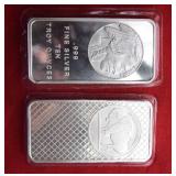 Two (2) 10 Ounce .999 fine silver BARS Indian/Buffalo image