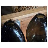Lot of (2) Glass Table Vases by Holmegaard 6" x 12" (smoked) (tear drop)