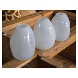 Lot of (3) Handblown Art Glass Table Vases by Holmegaard 6" x 7" (white) (rounded triangle)