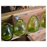 Lot of (4) Handblown Art Glass Table Vases by Holmegaard 6" x 7" (green) (rounded triangle)