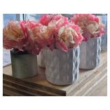 Lot of (4) Silk Faux Flower Arrangement in White Ceramic Vase (pink/white)