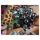 Lot of (1 Plastic Tub) Silver Ball Ornament Picks