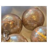 Lot of (11) 6" Mercury Glass Colored Filigree Leaf Ball Ornaments (gold/bronze)