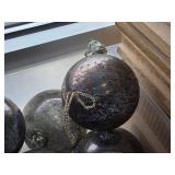 Lot of (8) 6" Distressed Finish Mercury Glass Filigree Leaf Ball Ornaments (silver)