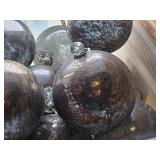 Lot of (9) 6" Distressed Finish Mercury Glass Filigree Leaf Ball Ornaments (silver)