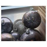 Lot of (9) 6" Distressed Finish Mercury Glass Filigree Leaf Ball Ornaments (silver)