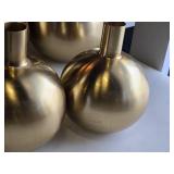 Lot of (2) Metal Bud Vase 7" x 9" (gold) (round)