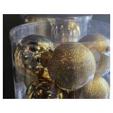 Lot of (3 Containers) 4" Christmas Ball Decorations (gold)