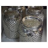 Lot of (4) Brooklyn Mercury Hobnail Hanging Jar 4 1/2" x 6 1/2"