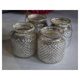 Lot of (4) Brooklyn Mercury Hobnail Hanging Jar 4" x 4 1/2"