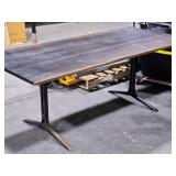 Black Walnut Finish Live Edge Wood Pedestal Table with Metal Wishbone Legs 6-1/2