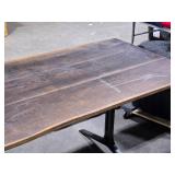 Black Walnut Finish Live Edge Wood Pedestal Table with Metal Wishbone Legs 6-1/2