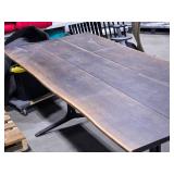 Black Walnut Finish Live Edge Wood Pedestal Table with Metal Wishbone Legs 6-1/2