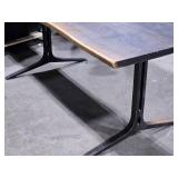 Black Walnut Finish Live Edge Wood Pedestal Table with Metal Wishbone Legs 6-1/2