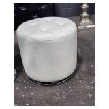 Swivel Foot Stool Round PU Ottoman Thick Sponged Tufted Padding and Steel Base 16" x 17"