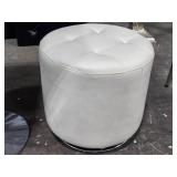 Swivel Foot Stool Round PU Ottoman Thick Sponged Tufted Padding and Steel Base 16" x 17"