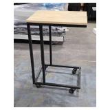 27" Rolling Side Table Wood Top / Metal Frame