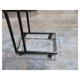 27" Rolling Side Table Wood Top / Metal Frame