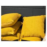 Lot of (5) 17" Modern Nubby Textured Covered Throw Pillow (yellow)