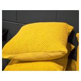Lot of (5) 17" Modern Nubby Textured Covered Throw Pillow (yellow)