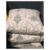 Lot of (3) 20" Linen Covered Throw Pillow by Z Gallerie (tan/beige/teal)