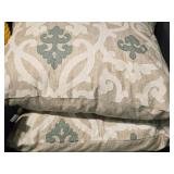 Lot of (3) 20" Linen Covered Throw Pillow by Z Gallerie (tan/beige/teal)